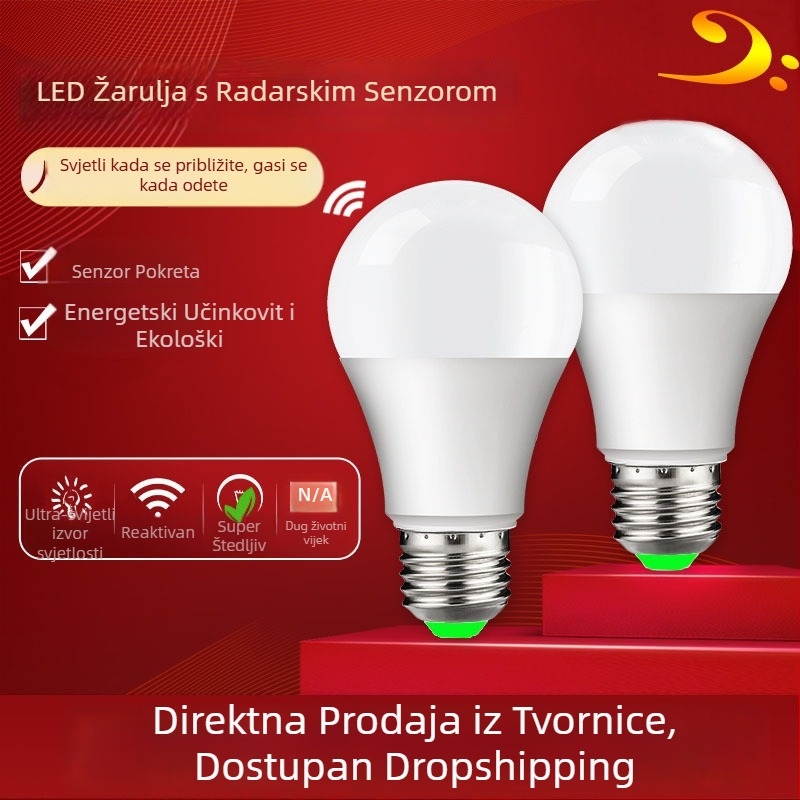 LED žarulja s radarom senzora pokreta, E27, za hodnik i stubište