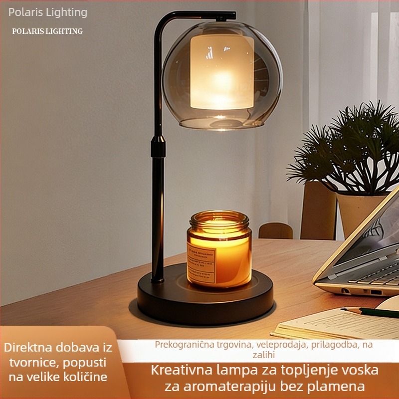 Lampa za aromaterapiju bez plamena s kontrolom teploty, bezdimna noćna svjetiljka u zapadnom retro stilu, difuzor, mala stolna lampica
