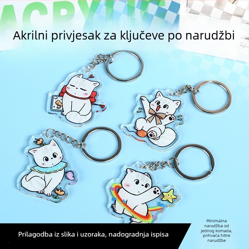 Akrilni privjesak za ključeve s prilagođenim karikaturalnim dizajnom, mješavina elemenata, sjajni epoks završetak, mali privjesak za ruksak, anime dodaci