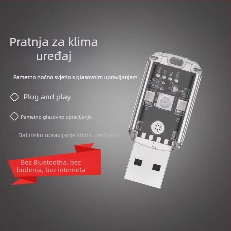 Pametno noćno svjetlo s glasovnim upravljanjem i USB senzorom za kućnu upotrebu