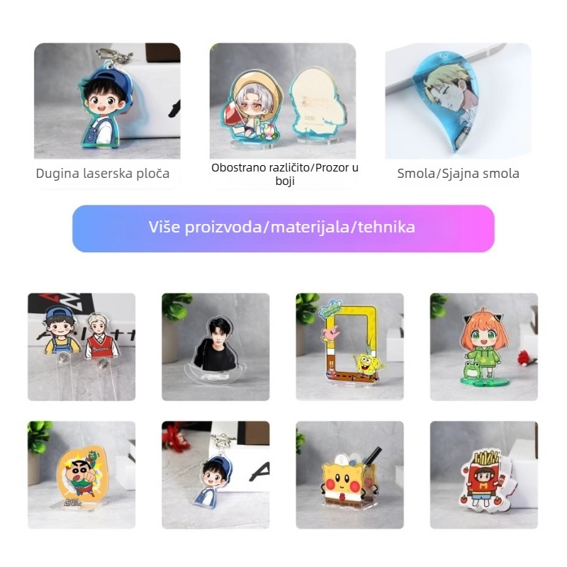 Akrilni stalak za figuru, prilagođeni anime merch, DIY privjesak za ključeve, PP klip za automobil ključeve