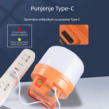 LED žarulja 100W, ultra jaka, USB punjenje, za unutarnju i vanjsku upotrebu, viseća rasvjeta za kampiranje
