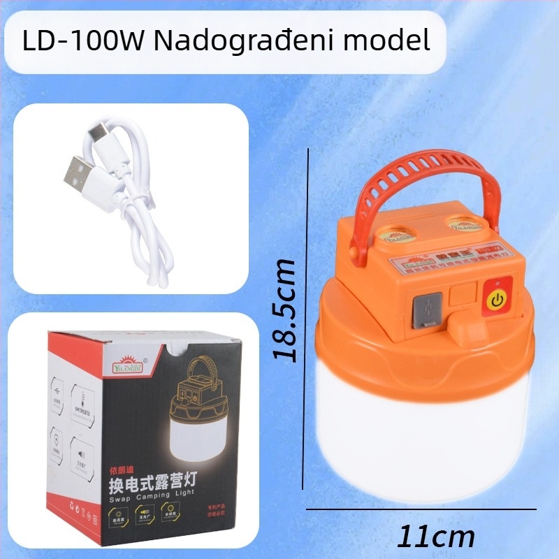 LED žarulja 100W, ultra jaka, USB punjenje, za unutarnju i vanjsku upotrebu, viseća rasvjeta za kampiranje