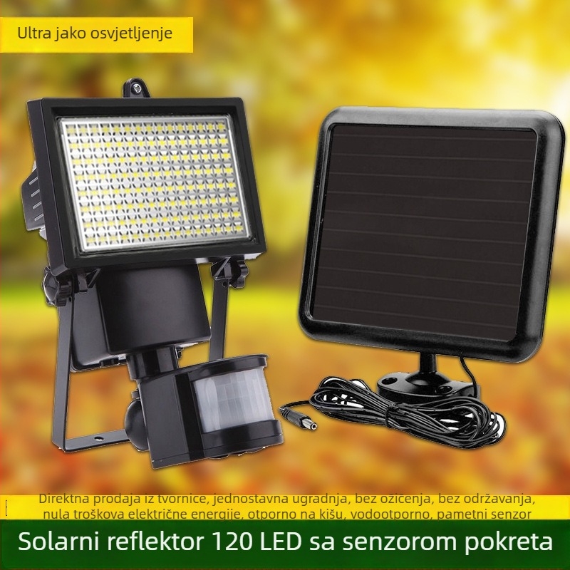 Vanjsko solarno LED svjetlo s senzorom pokreta, za dvorište vile, garažu i ulično osvjetljenje