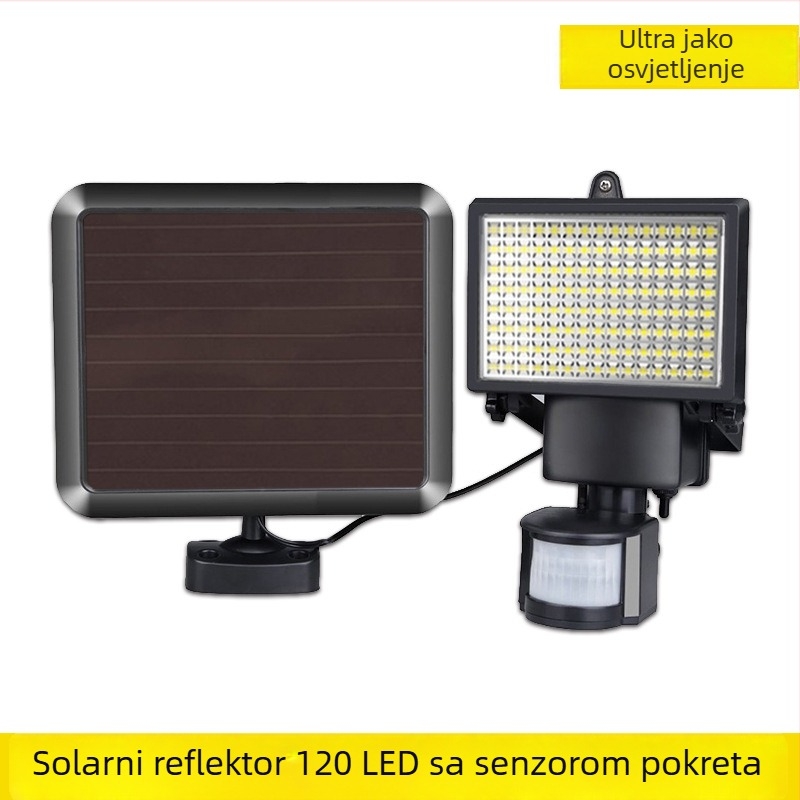 Vanjsko solarno LED svjetlo s senzorom pokreta, za dvorište vile, garažu i ulično osvjetljenje