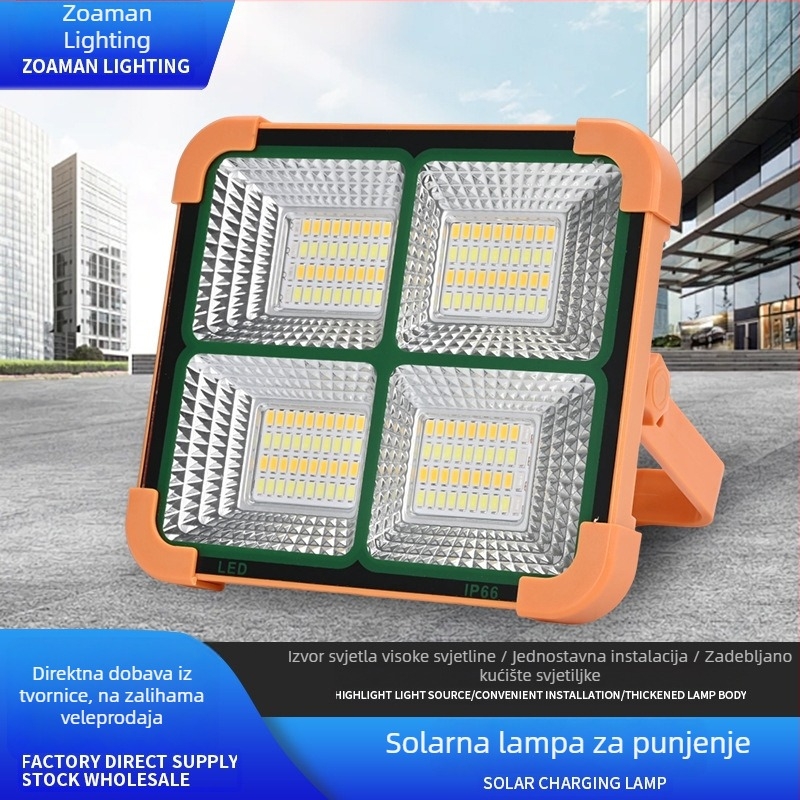 Solarni punjivi reflektor za vanjske građevinske lokacije – nužno osvjetljenje, prijenosno