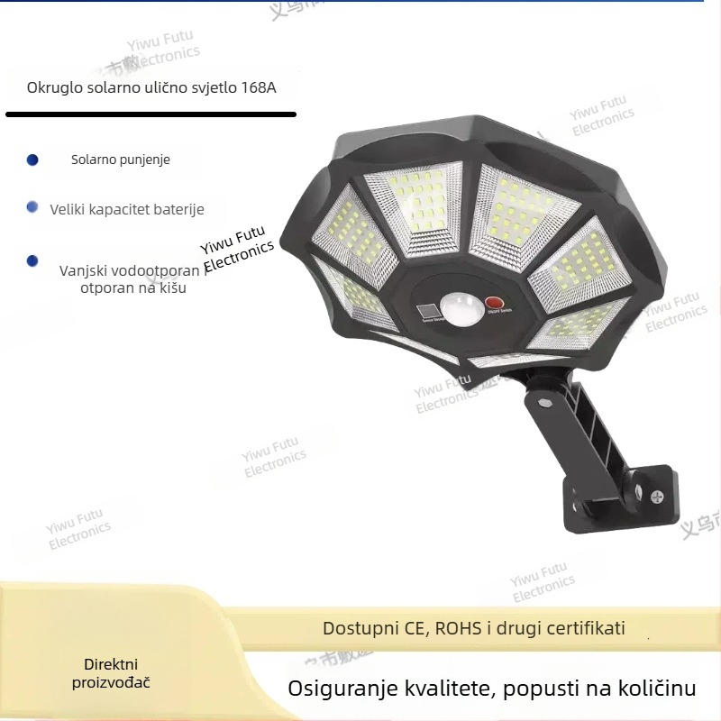 Solarni vanjski vrtni floodlight s detekcijom pokreta, noćnim uključivanjem i daljinskim upravljanjem u tri načina rada