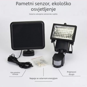 60 LED solarni senzor pokreta – vanjsko osvjetljenje vile, zidna reflektor svjetiljka za dvorište i garažu
