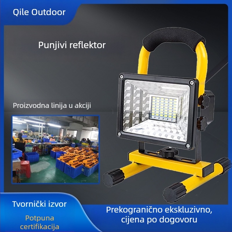 LED vanjski flood light za gradilišta, nužno osvjetljenje i kampiranje — prenosna svjetiljka s USB punjenjem