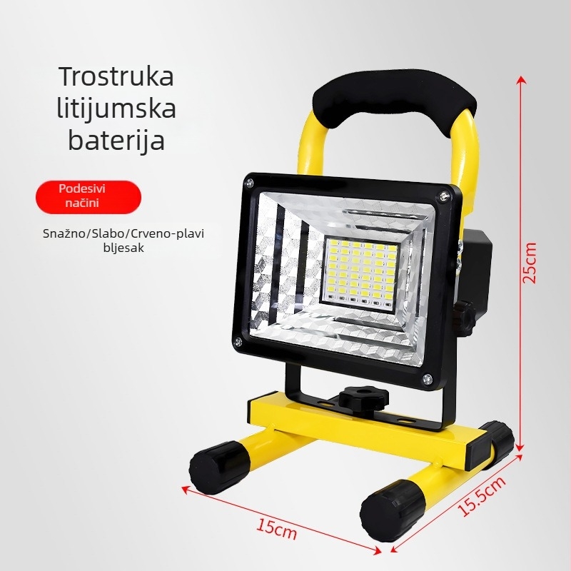 LED vanjski flood light za gradilišta, nužno osvjetljenje i kampiranje — prenosna svjetiljka s USB punjenjem
