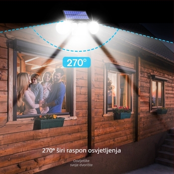Solarna troglava lampa za vrt, IP65, rasvjeta krajolika, senzor pokreta
