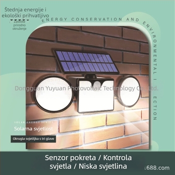 Solarna troglava lampa za vrt, IP65, rasvjeta krajolika, senzor pokreta
