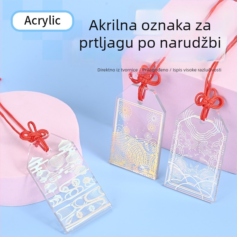 Dvostranični prozirni akrilni privjesak za malu karticu, personalizirana oznaka za prtljagu Gumei s čipkastom foto kolekcijom, suvenir ključ