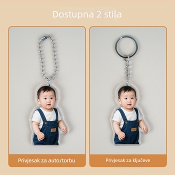 Prilagođeni akrilni privjesak za ključeve s fotografijom – DIY za kućne ljubimce i par, kreativni poklon