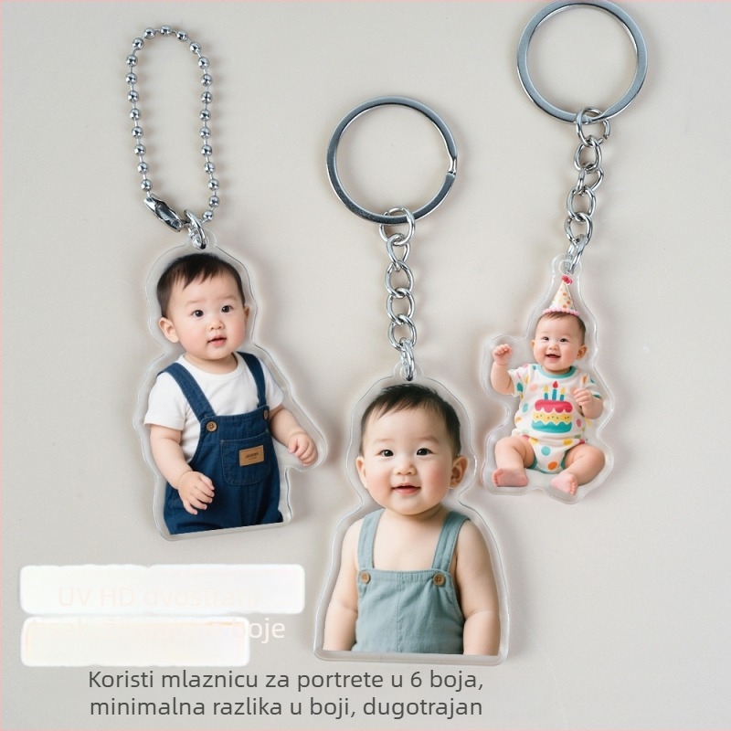 Prilagođeni akrilni privjesak za ključeve s fotografijom – DIY za kućne ljubimce i par, kreativni poklon