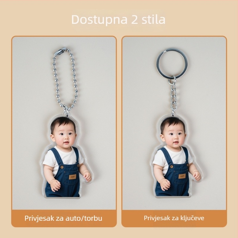 Prilagođeni akrilni privjesak za ključeve s fotografijom – DIY za kućne ljubimce i par, kreativni poklon