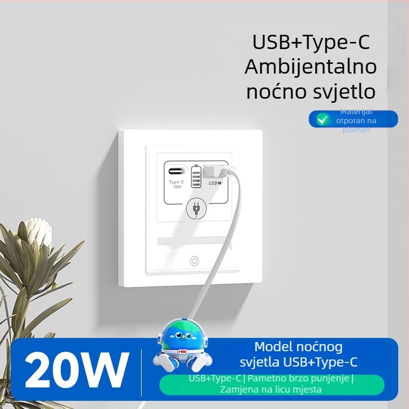 LED noćna lampica s pet utičnica i senzorom pokreta za stepenice, hodnik, spavaću sobu i uz krevet