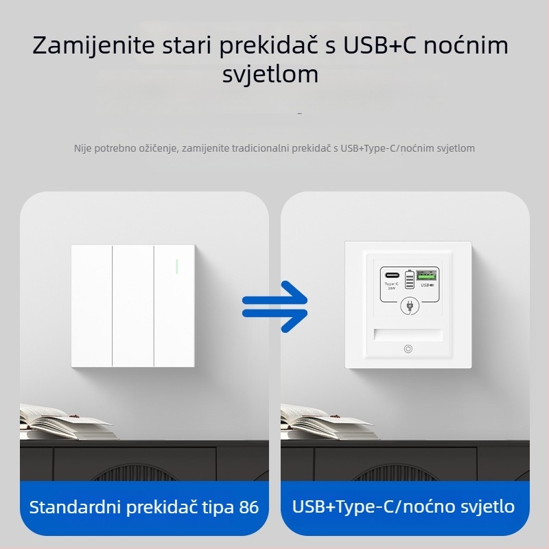 LED noćna lampica s pet utičnica i senzorom pokreta za stepenice, hodnik, spavaću sobu i uz krevet