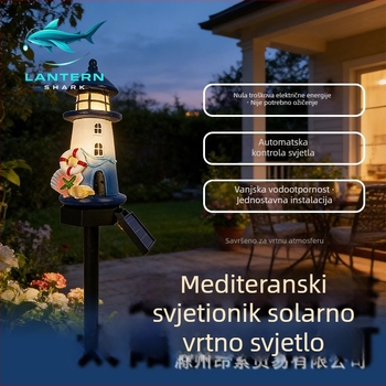 Solarna mini svjetionik od smole, europski retro stil, vanjska LED vrtna svjetiljka