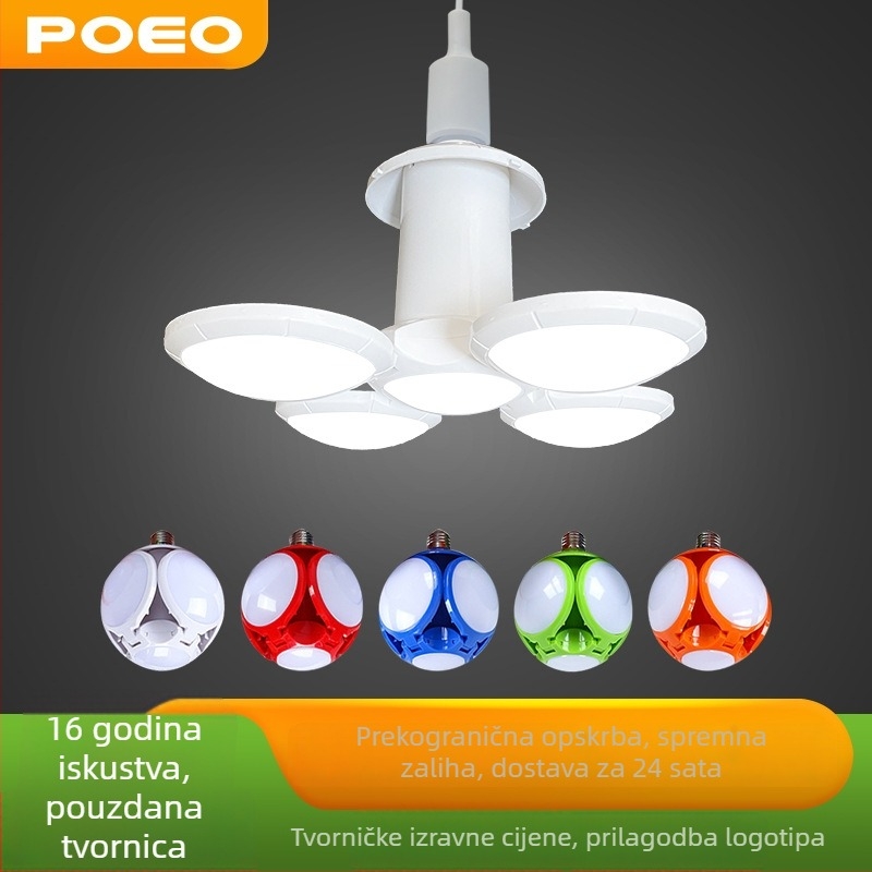 LED nogometna svjetiljka s E27 navojem za kućno i industrijsko osvjetljenje, sklopa nogometna svjetiljka s pet krakova, 40W, ultra jaka i svijetla