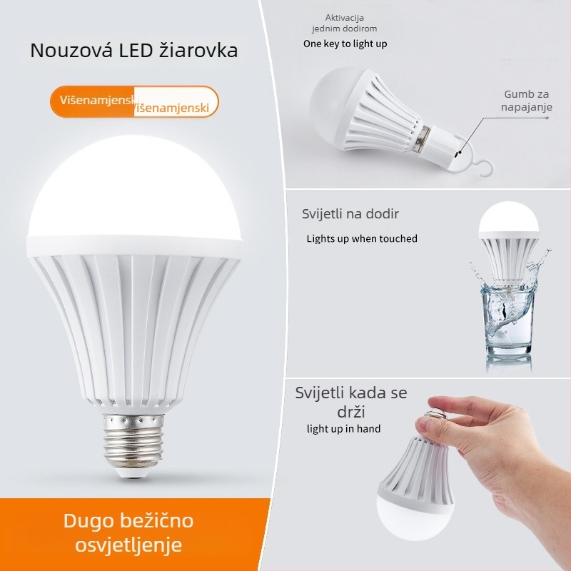 LED nužna žarulja tip ploča s ugrađenom punjivom baterijom, B22 priključak, snop svjetla 230°, 120–135 lm/W, CRI 80–90, IP30, bez dimmera, 2 godine jamstva