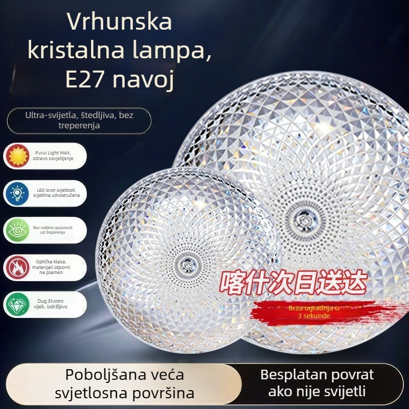 Spavaća soba LED svjetiljka s E27 navojem, dvobojno reguliranje boje, energetski učinkovita kristalna žarulja