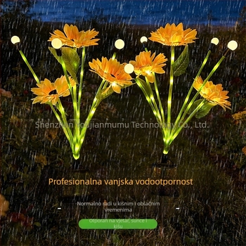 Solarna vanjska rasvjeta za travnjak s motivom suncokreta, ukrasno vrtno osvjetljenje, zemaljska svjetiljka