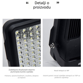 Aluminijski LED 200W solarni reflektor za vanjske prostore – trg i dvorište, Black Knight