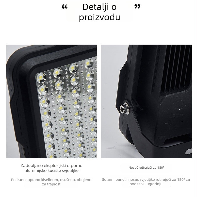 Aluminijski LED 200W solarni reflektor za vanjske prostore – trg i dvorište, Black Knight