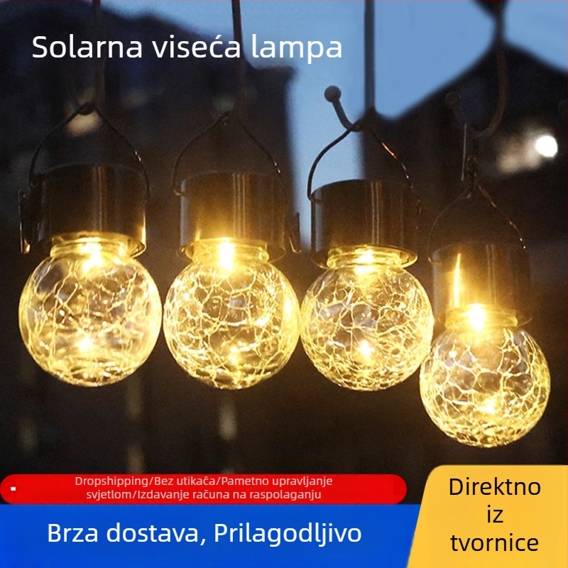 Solarna vrtna lampa za vanjsku uporabu, vodootporna dekorativna viseća svjetiljka za vrt i balkon, ambijentalno svjetlo