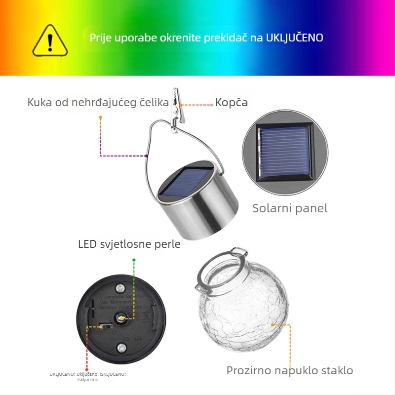 Solarna vrtna lampa za vanjsku uporabu, vodootporna dekorativna viseća svjetiljka za vrt i balkon, ambijentalno svjetlo