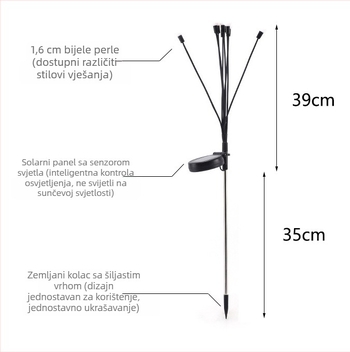 Solarne krijesnice za vrt – LED dekorativno osvjetljenje, IP65 vodootporno, visina 80 cm