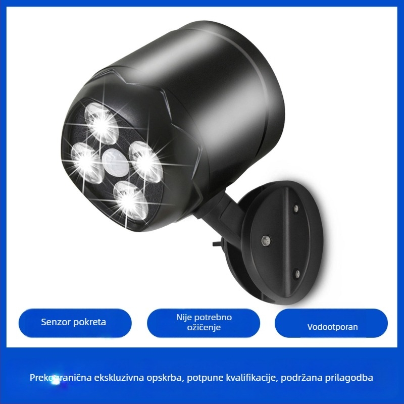 Solarni vanjski 8W LED reflektor sa senzorom pokreta, dvorišna rasvjeta i integrirana ulična lampa