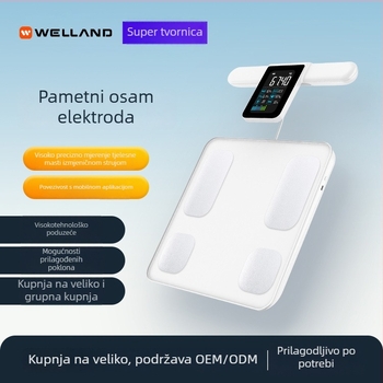 Inteligentna vaga za tjelesnu masu s osam elektroda, povezivanje s aplikacijom, mjerenje tjelesnog sastava, prijenosna digitalna vaga
