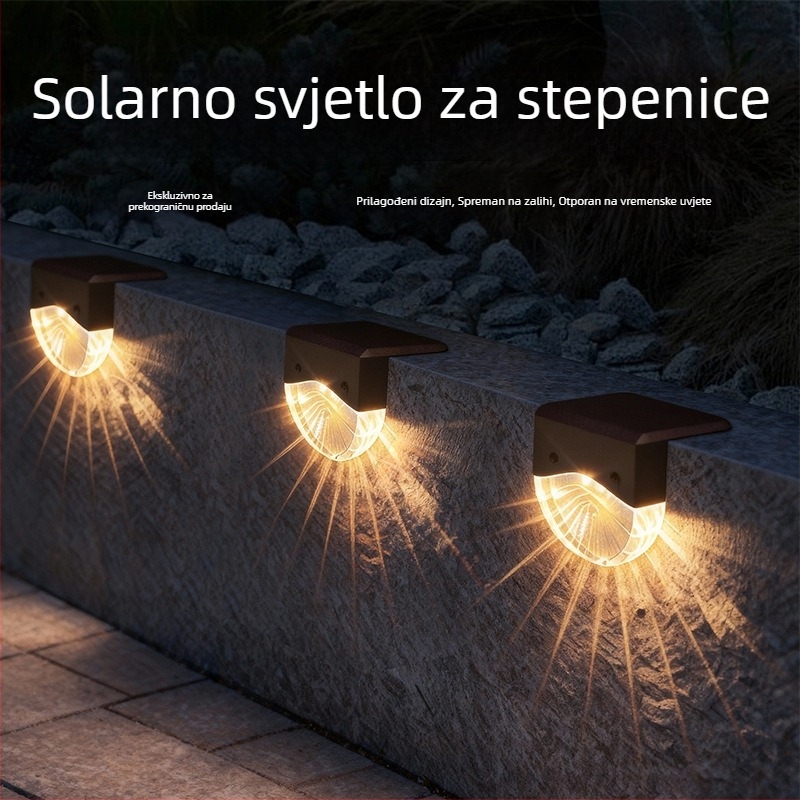 Solarnim LED svjetlima za stepenice, kutna svjetla za staze, vanjska vodootporna rasvjeta uz ogradu
