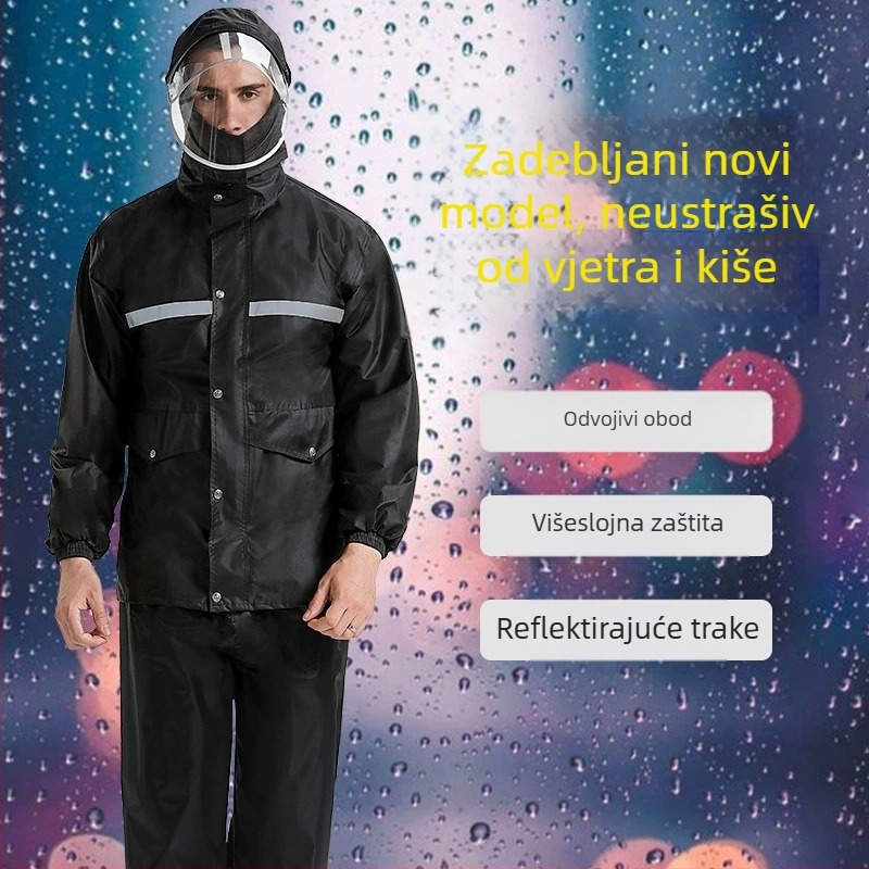 Odrasli dvodijelni komplet kišnog mantila i hlača za vožnju električnim biciklom, prozračan, reflektirajući, Oxford tkanina