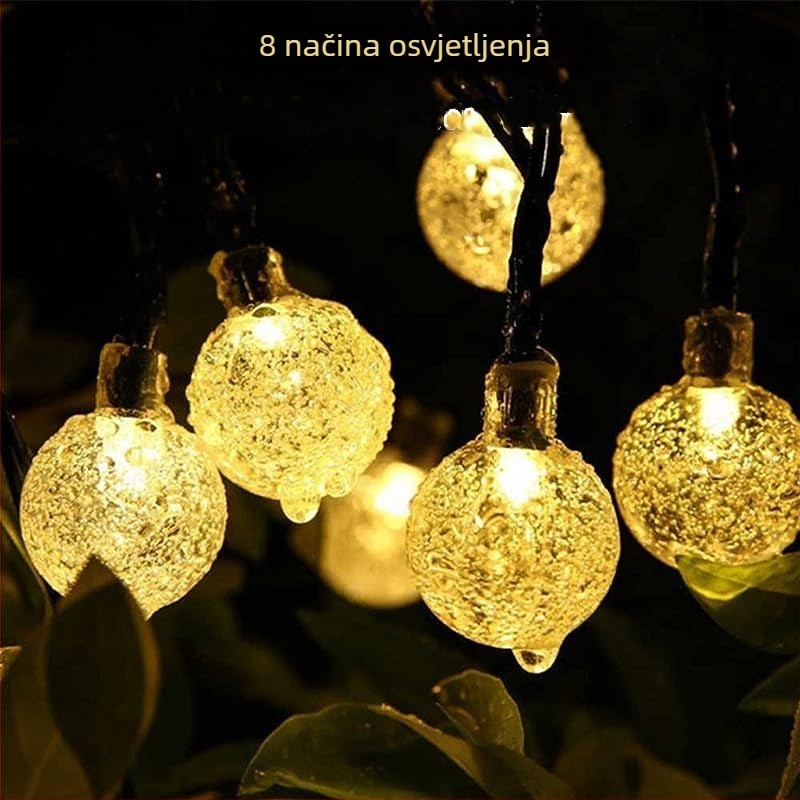 Solarne LED niti za vanjsku baštu, zvjezdasti uzorak, vodootporne, svijetleće šarene treperave niti svjetla