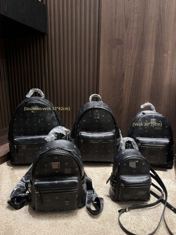M Family ruksak s bočnim zakovicama, kožni otisak, unisex, za putovanje i školu, veličine od mini do srednje