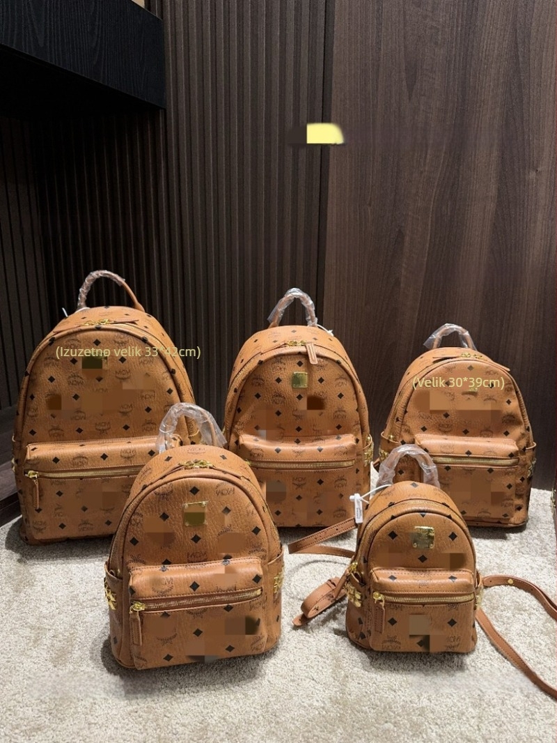M Family ruksak s bočnim zakovicama, kožni otisak, unisex, za putovanje i školu, veličine od mini do srednje