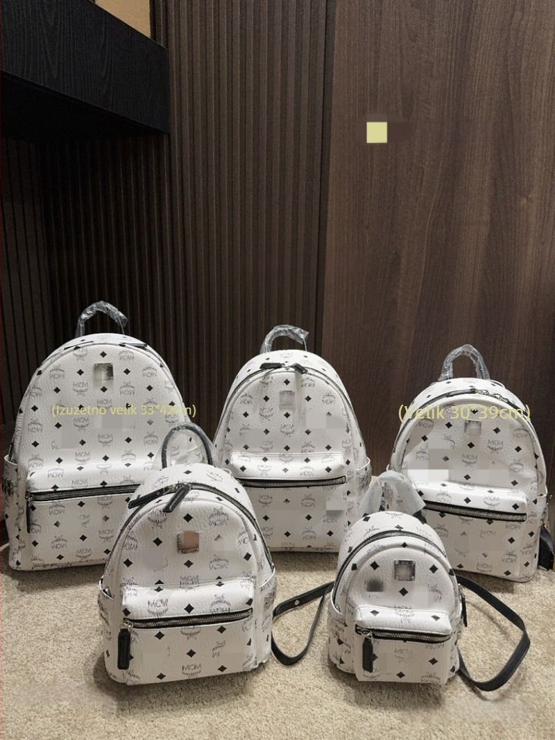 M Family ruksak s bočnim zakovicama, kožni otisak, unisex, za putovanje i školu, veličine od mini do srednje
