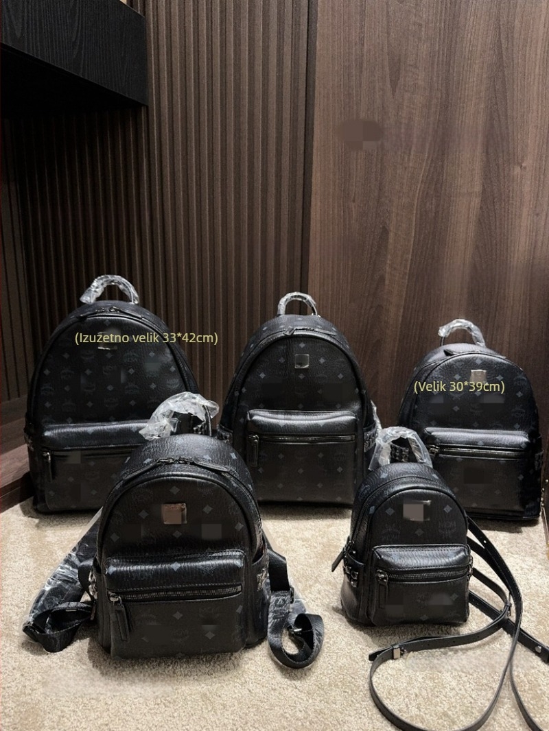 M Family ruksak s bočnim zakovicama, kožni otisak, unisex, za putovanje i školu, veličine od mini do srednje
