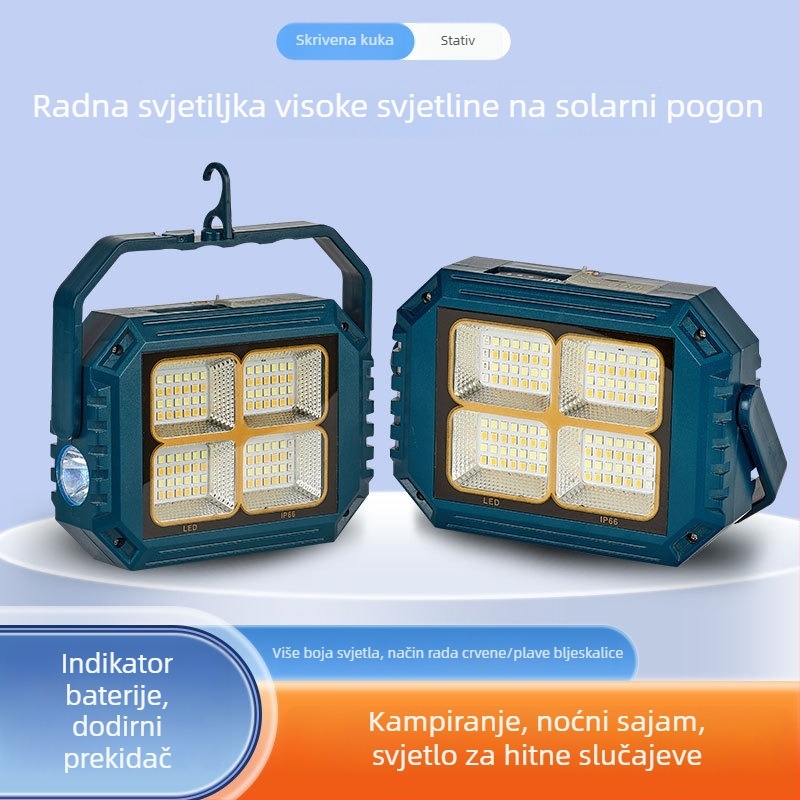 Solarna LED kamp lamp za vanjsku upotrebu, kućno nužno osvjetljenje, retro dizajn, IP66, visoka svjetlosna snaga
