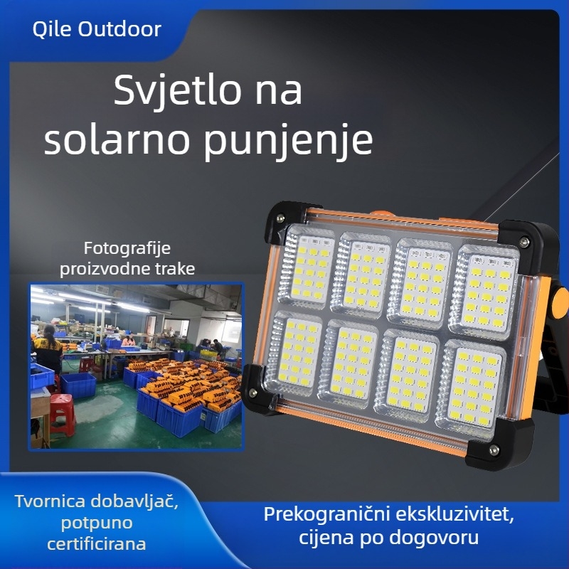 Prenosna solarna lampica za kampiranje, USB punjiva, višenamjenska vanjska vrtna lampa