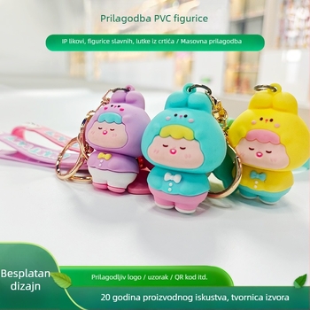 Prilagodljiv PVC privjesak za ključeve s epoksidnom smolom, 3D karikatura figurica