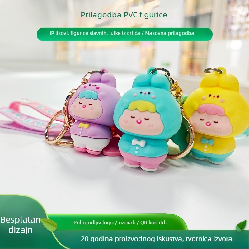 Prilagodljiv PVC privjesak za ključeve s epoksidnom smolom, 3D karikatura figurica