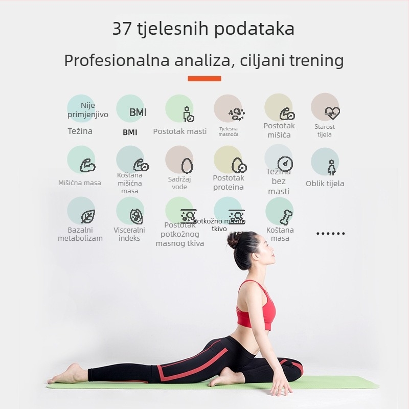 Vaga za tjelesnu masnoću s osam elektroda – kućna upotreba, precizno mjerenje masnoće i tjelesne sastave, Bluetooth