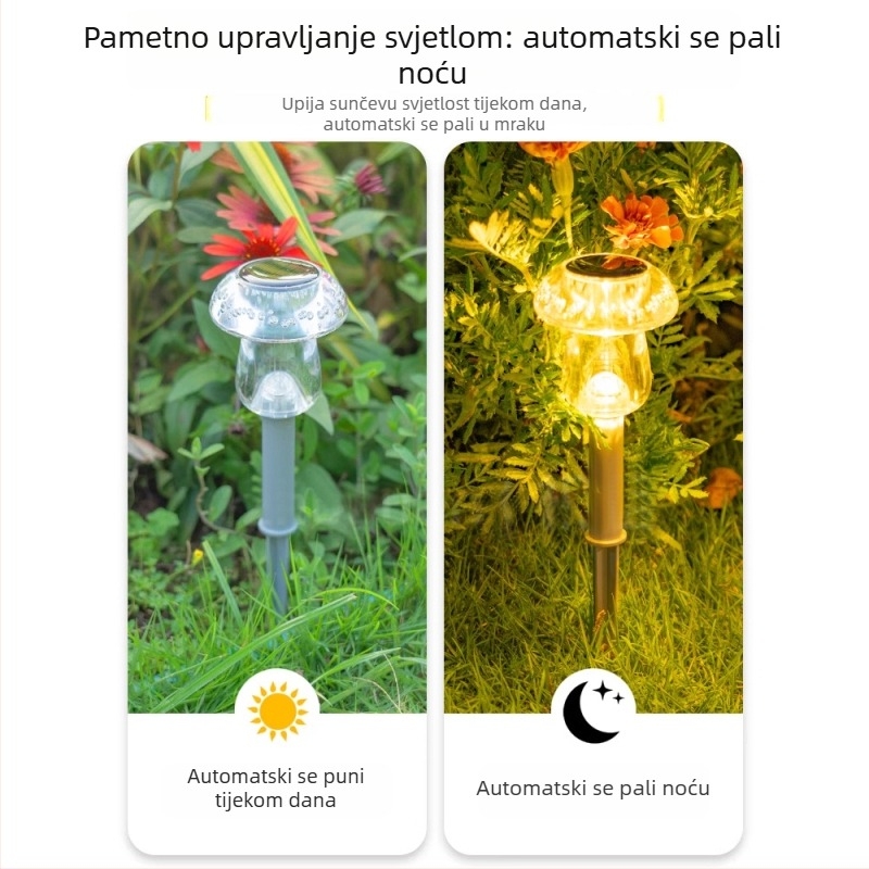 Solarske vanjske lampe u obliku gljive za dvorište i vilu, vanjska dekoracija, svjetiljka ukopana u tlo, vodootporna