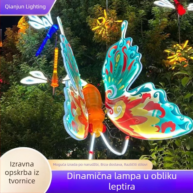 LED vanjska dinamična svjetiljka leptira, solarna krajinska svjetiljka, akrilno tijelo, IP65, moderan minimalistički dizajn