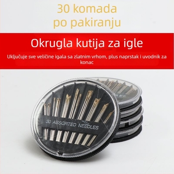 Ručna šivna igla s dvostrukim očima, čelične igle s zlatnim vrhom, tradicionalne ultra-tanke igle za šivanje odjeće, ručna izrada