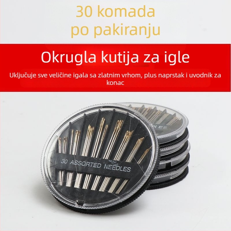 Ručna šivna igla s dvostrukim očima, čelične igle s zlatnim vrhom, tradicionalne ultra-tanke igle za šivanje odjeće, ručna izrada